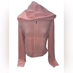 Juicy Couture Whisper Pink (Light Pink) Velour Hoodie Bling Jacket Size L